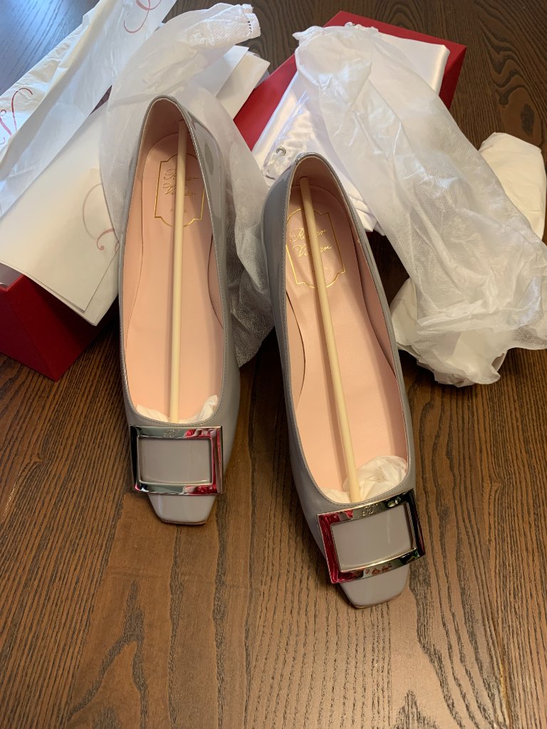 Roger Vivier Trompette Ballerinas In Patent Leather Grey 39.5